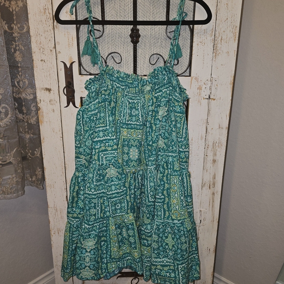VICI Vibrant Green Patterned Sundress 100% Cotton - Picture 3 of 9